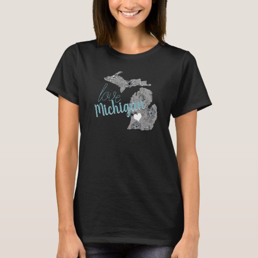 Liebe Staat von Michigan Grey Blue Pupies T-Shirt (Vorderseite)