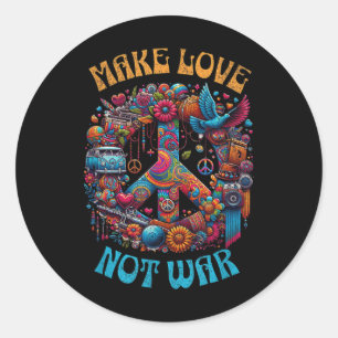 Liebe statt Krieg - 60er 70er Hippie Retro Peace S Runder Aufkleber