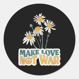 Liebe statt Krieg Blume Runder Aufkleber