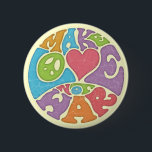 Liebe statt Krieg Button<br><div class="desc">"Make Liebe Not War" in farbenfrohen 60er Jahren psychedelischen Rock-Konzert Poster Stil Buchstaben, rund geformt. T - Shirt, Holodies, Knöpfe, Aufkleber, Karten, Geschenke.</div>