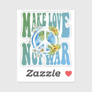 Liebe statt Krieg Retro Hippie Floral Peace Sign Aufkleber