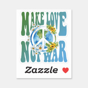 Liebe statt Krieg Retro Hippie Floral Peace Sign Aufkleber
