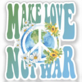Liebe statt Krieg Retro Hippie Floral Peace Sign Aufkleber (Vorderseite)
