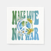 Liebe statt Krieg Retro Hippie Floral Peace Sign Serviette (Vorderseite)