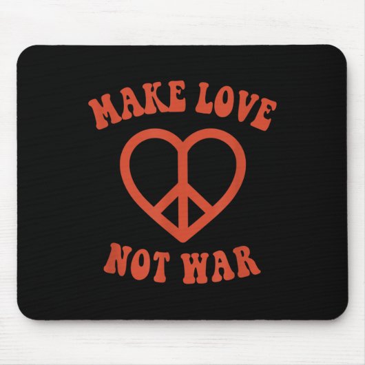 Liebe statt Krieg Retro-Hippie-Friedenszeichen Mousepad (Vorne)
