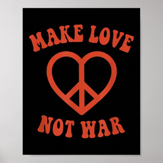 Liebe statt Krieg Retro-Hippie-Friedenszeichen Poster (Vorne)