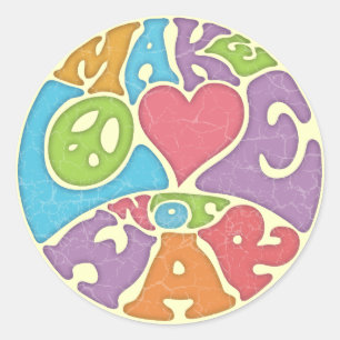 Liebe statt Krieg Runder Aufkleber