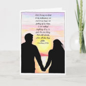 Liebe steht für Silhouette auf der Strandkarte Karte (Vorderseite)