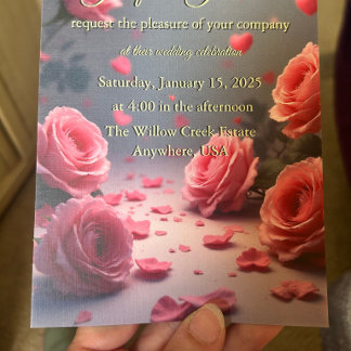 Liebe steht in Blüte Rosa Rosen Romantische Hochze Einladung