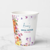 Liebe steht in voller Blüte, bunte Wildblumen-Brau Pappbecher (Vorderseite)