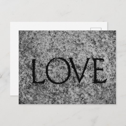 "Liebe" Stein in Schwarz und Weiß Postkarte (Vorne/Hinten)