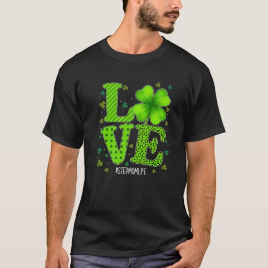 Liebe StepMom Green Kariert Leopard St Patrick's D T-Shirt (Vorderseite)