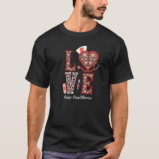 Liebe Stethoscope Heart Leopard Nurse Practitioner T-Shirt (Vorderseite)