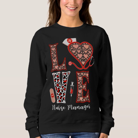 Liebe Stethoscope Herz Leopard Krankenpfleger Mana Sweatshirt (Vorderseite)