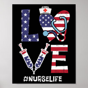 Liebe Stethoscope Nurse 4. Juli Krankenpflege Poster