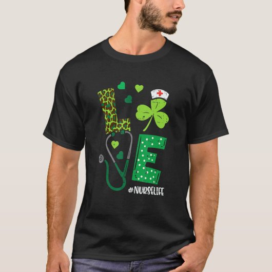 Liebe Stethoscope Spritze Nurse Life St Patrick S T-Shirt (Vorderseite)