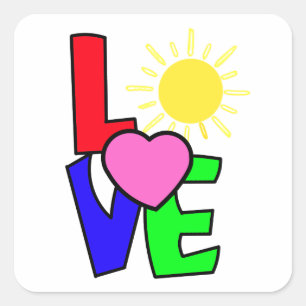 Liebe-Stickerbögen Quadratischer Aufkleber
