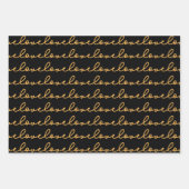Liebe Stilvolles Gold Black Pattern Geschenkpapier Set (Vorderseite 3)