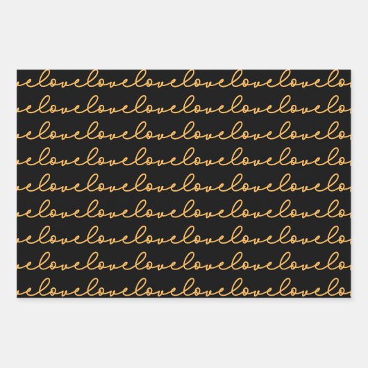 Liebe Stilvolles Gold Black Pattern Geschenkpapier Set (Vorderseite 3)