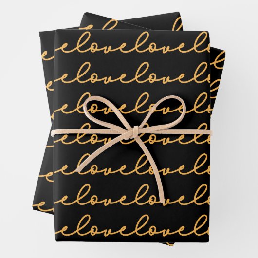Liebe Stilvolles Gold Black Pattern Geschenkpapier Set (Beispiel)