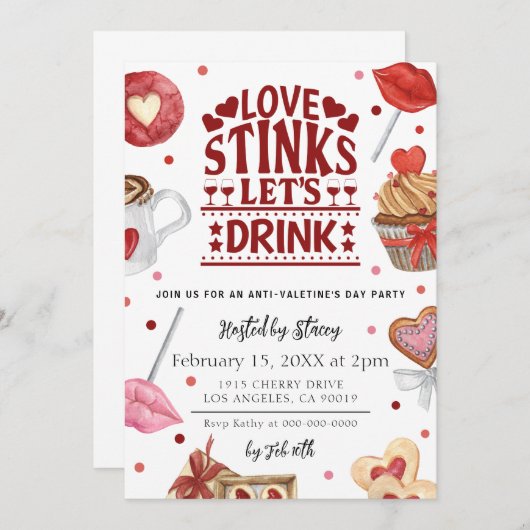 Liebe stinkt Anti-Valentinstag-Party Einladung (Vorne/Hinten)