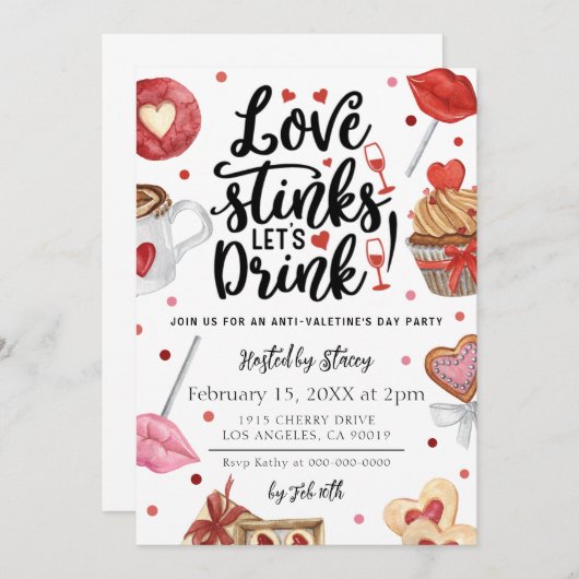 Liebe stinkt Anti-Valentinstag-Party Einladung (Vorne/Hinten)