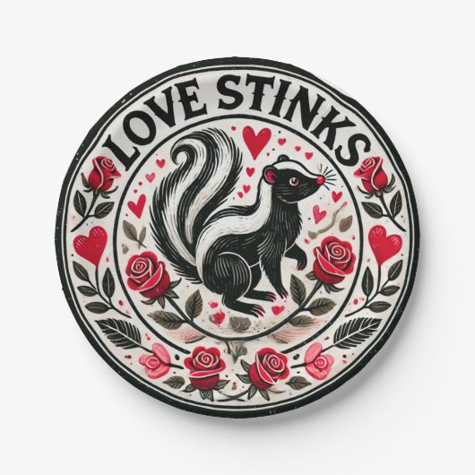 Liebe stinkt Skunks Valentinstag Pappteller (Vorderseite)