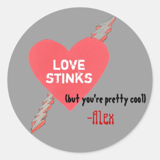 "Liebe stinkt" Valentine Runder Aufkleber (Vorderseite)