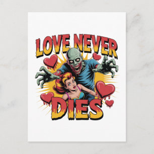 Liebe stirbt nie – Retro-Zombie-Horror-Pin-Up Feiertagspostkarte