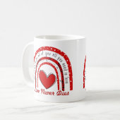 Liebe stirbt nie Sweatshirt Kaffeetasse (Vorderseite Links)