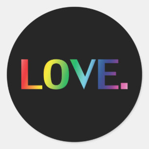 Liebe, Stolz lgbtq Regenbogenfarben schwarz Runder Aufkleber