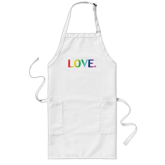 Liebe, Stolz lgbtq Regenbogenfarben weiß Lange Schürze (Vorne)