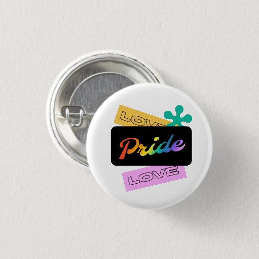Liebe stolz Liebe. LGBT+Stolz. Regenbogenknopf Button (Vorne & Hinten)