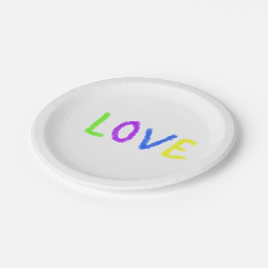 Liebe stolz Regenbogenfarbe LGBTQ Juni modern Pappteller (Schrägansicht)