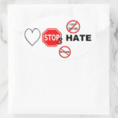 Liebe stoppt Hass Ovaler Aufkleber (Tasche)