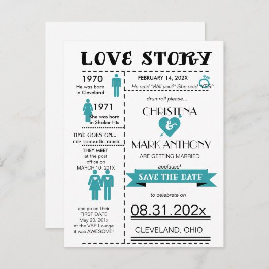 Liebe Story Ankündigung Datum freihalten (RobinsEg (Vorne/Hinten)