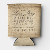 Liebe Story Barn Wood Rustic Wedding Dosenkühler (Vorderseite)