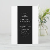 Liebe Story Elegantes Farbband in Schwarz Einladung (Stehend Vorderseite)