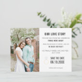 Liebe Story Foto Hochzeit Save The Date (Stehend Vorderseite)