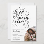 Liebe-Story minimalistisches Brautparty aus schwar Einladung (Vorderseite)