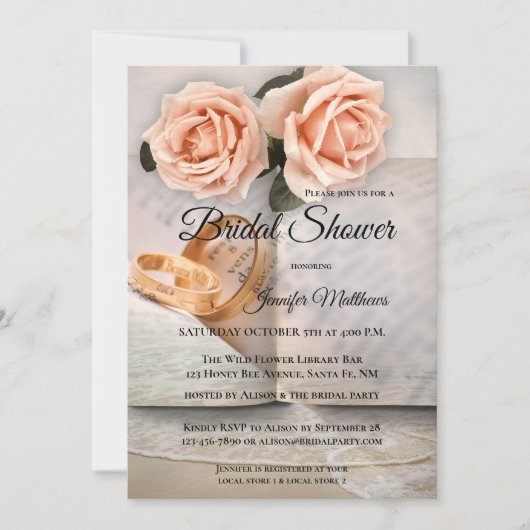 Liebe Story Romance Buch Bridal Dusche Einladung (Vorderseite)