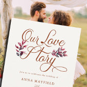 Liebe Story Romantic Fall Foliage Burgundy Hochzei Einladung