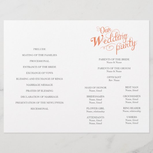 Liebe Story Wedding Program Flyer (Rückseite)