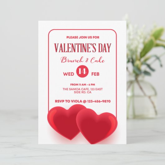 Liebe strahlt glänzende rote Herzen auf weißem göt Einladung (Stehend Vorderseite)