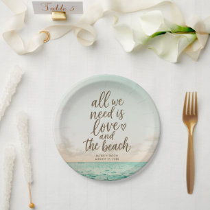 Liebe & Strand Elegante Strandhochzeit Pappteller