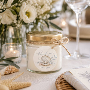 Liebe & Strand Hochzeit Auster Dankeschön Runder Aufkleber