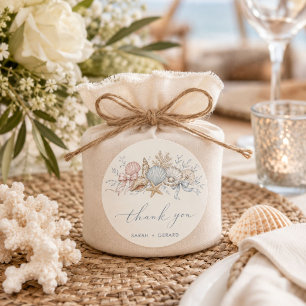 Liebe & Strand Hochzeit Danke Runder Aufkleber