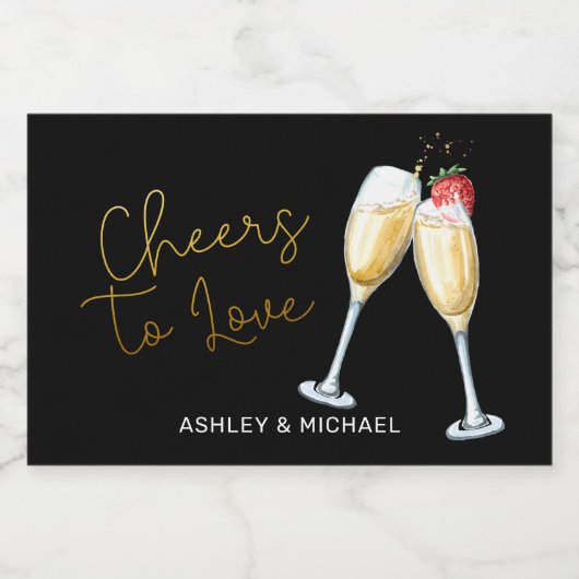 Liebe Strawberry Sparkling Weingläser m Schaumweinetikett (Einzelnes Label)