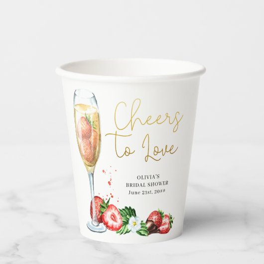 Liebe Strawberry und Champagne Pappbecher (Vorderseite)