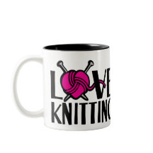 Liebe Stricken grafische Rosa Wolle Tasse